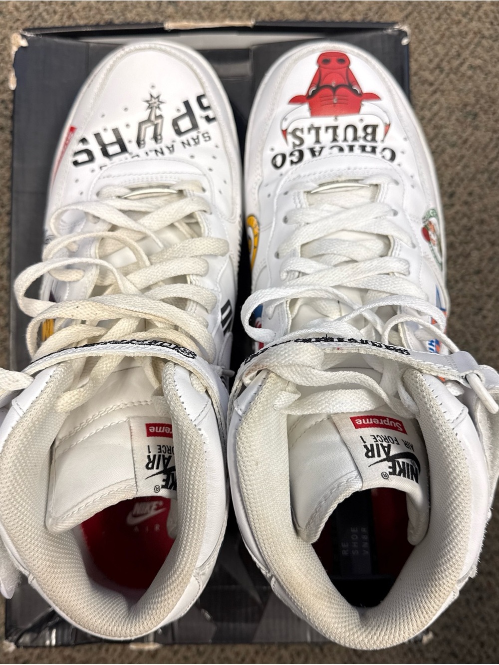 Supreme x NBA x Nike Air Force 1 Mid White Multi-Team Logo Sneakers - Picture 3 of 7